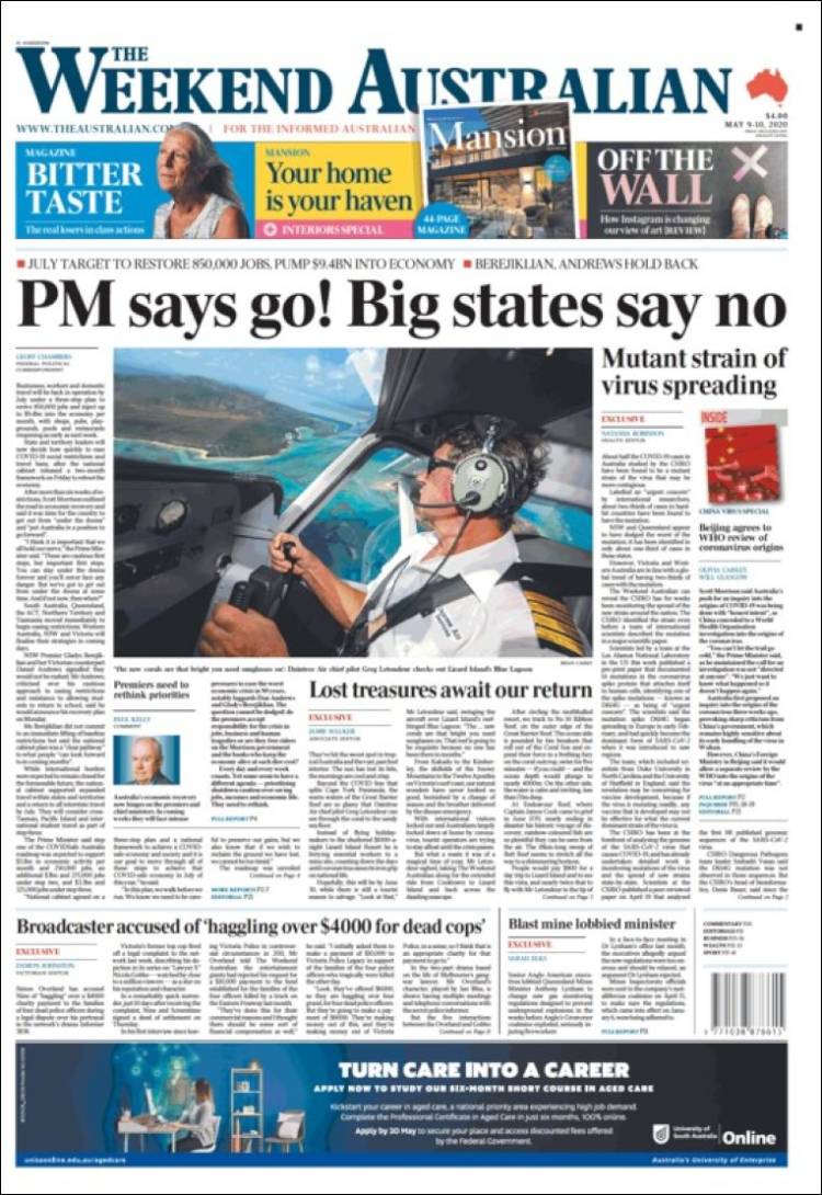 Portada de The Australian (Australia)