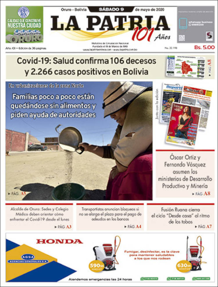 Portada de La Patria (Bolivia)