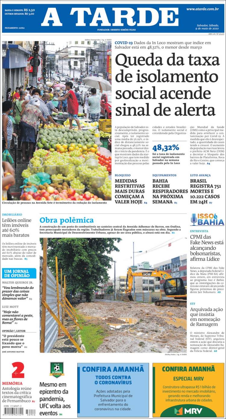 Portada de Diário A Tarde (Brasil)