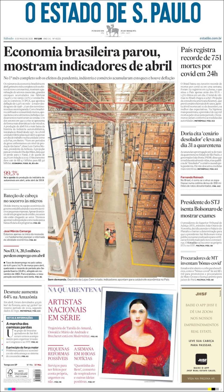 Portada de O Estado de São Paulo (Brasil)