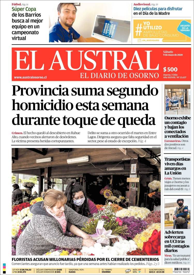 Portada de El Austral de Osorno (Chile)
