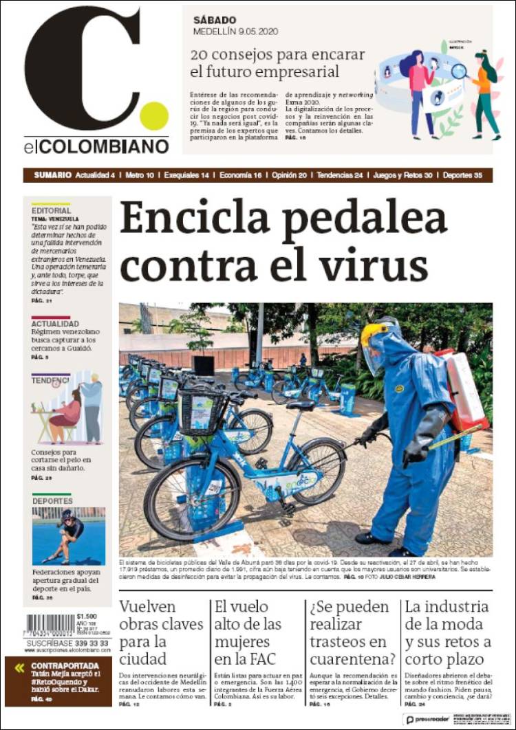 Portada de El Colombiano (Colombia)