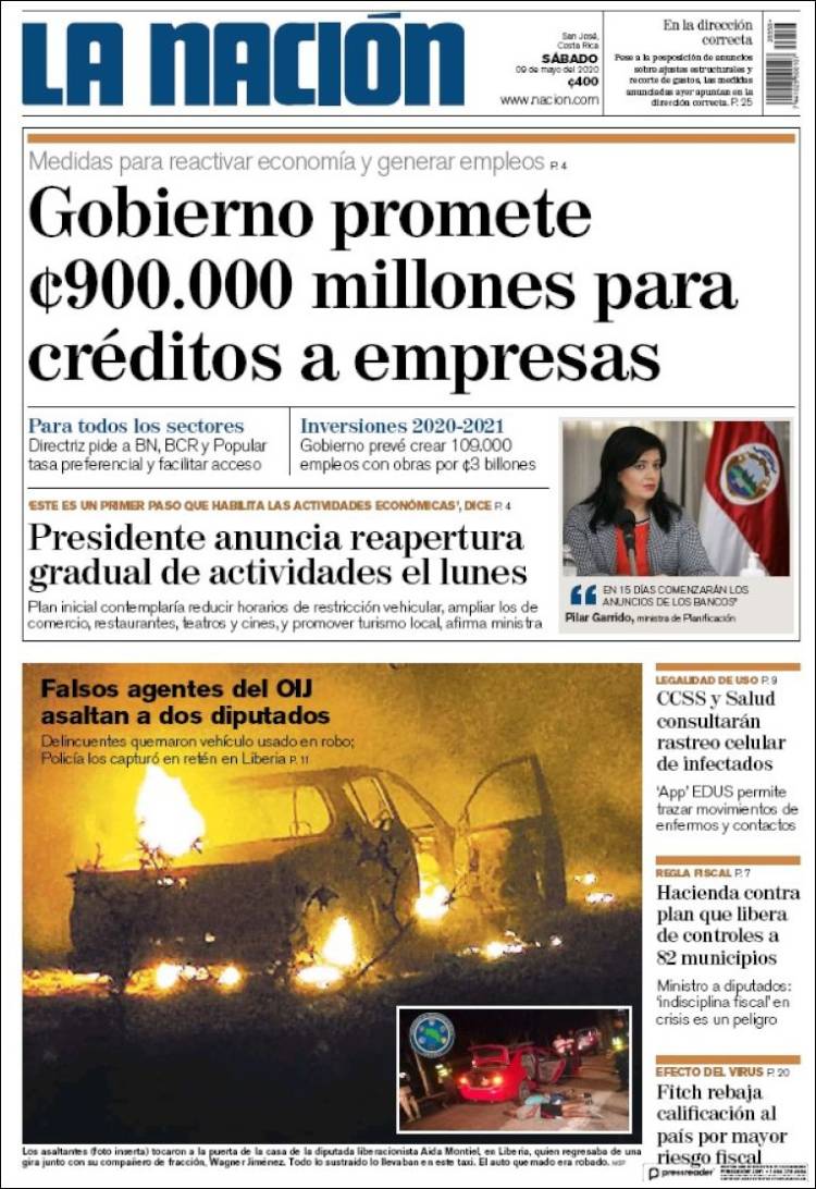Portada de La Nación - Costa Rica (Costa Rica)