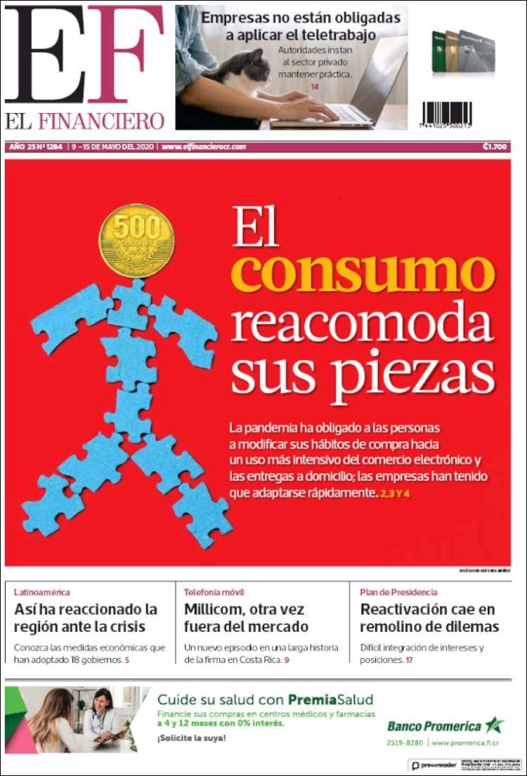 Portada de El Financiero (Costa Rica)