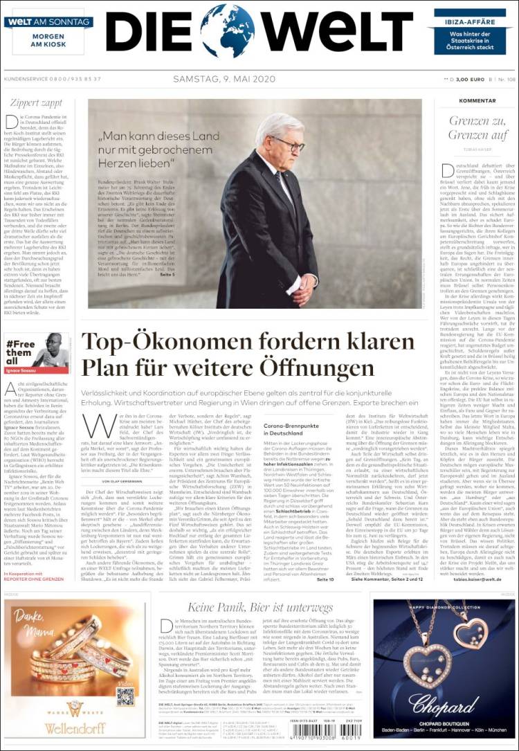 Portada de Die Welt (Alemania)