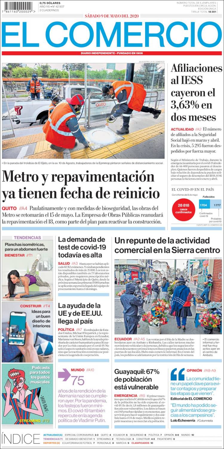 Portada de El Comercio (Ecuador)