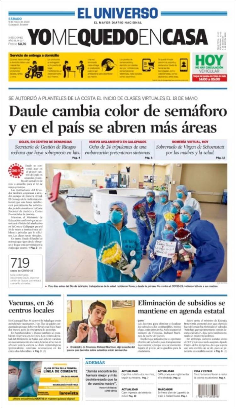 Portada de El Universo - Ecuador (Ecuador)