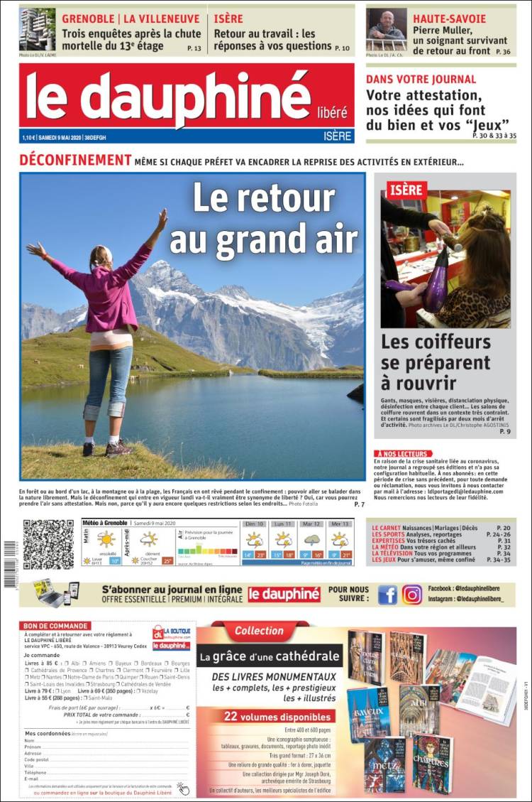 Portada de Le Dauphiné Libéré (Francia)