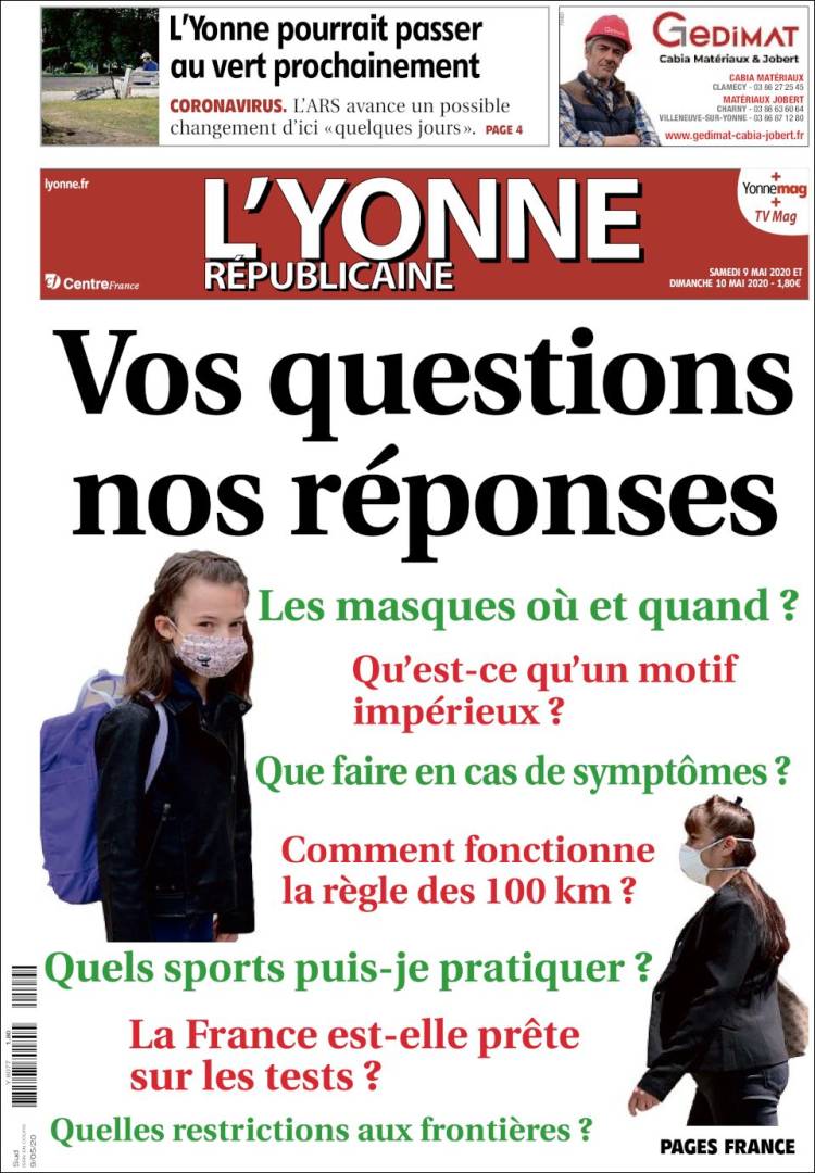Portada de L'Yonne-Républicaine (Francia)
