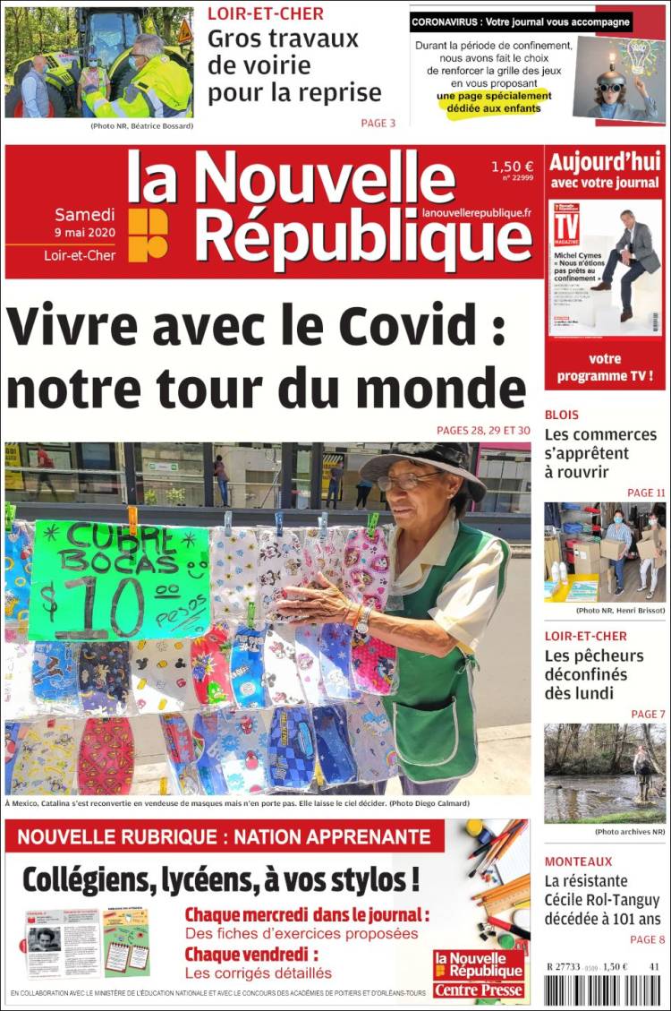 Portada de La Nouvelle Republique (Francia)