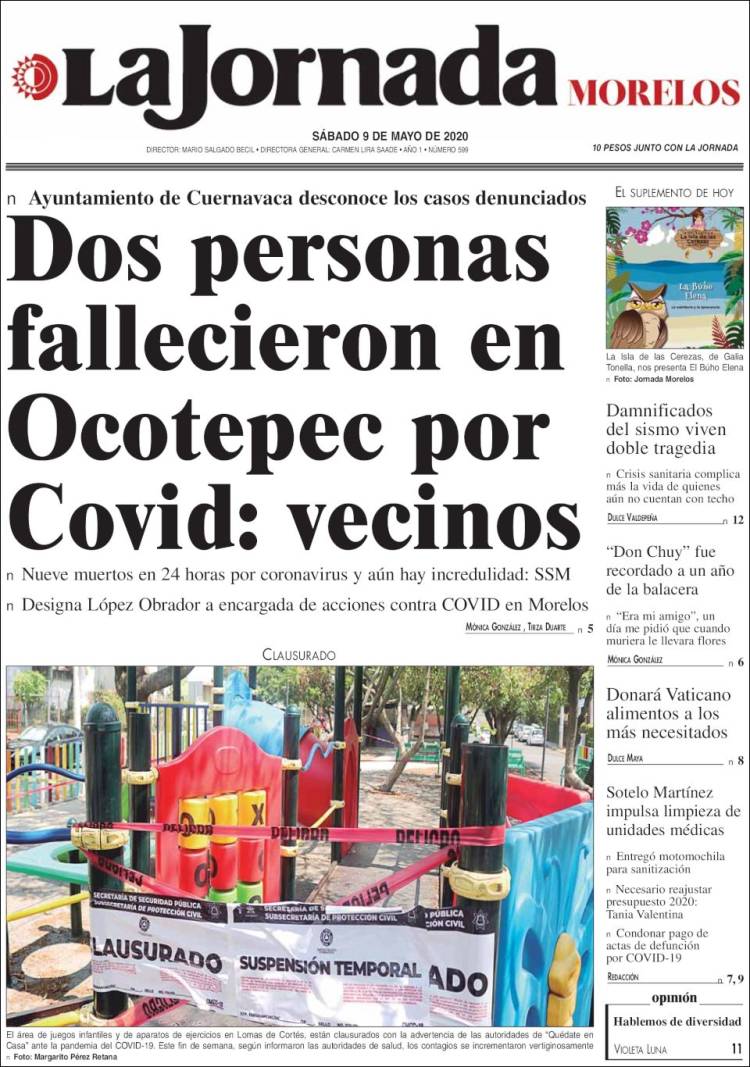 Portada de La Jornada - Morelos (M&eacute;xico)