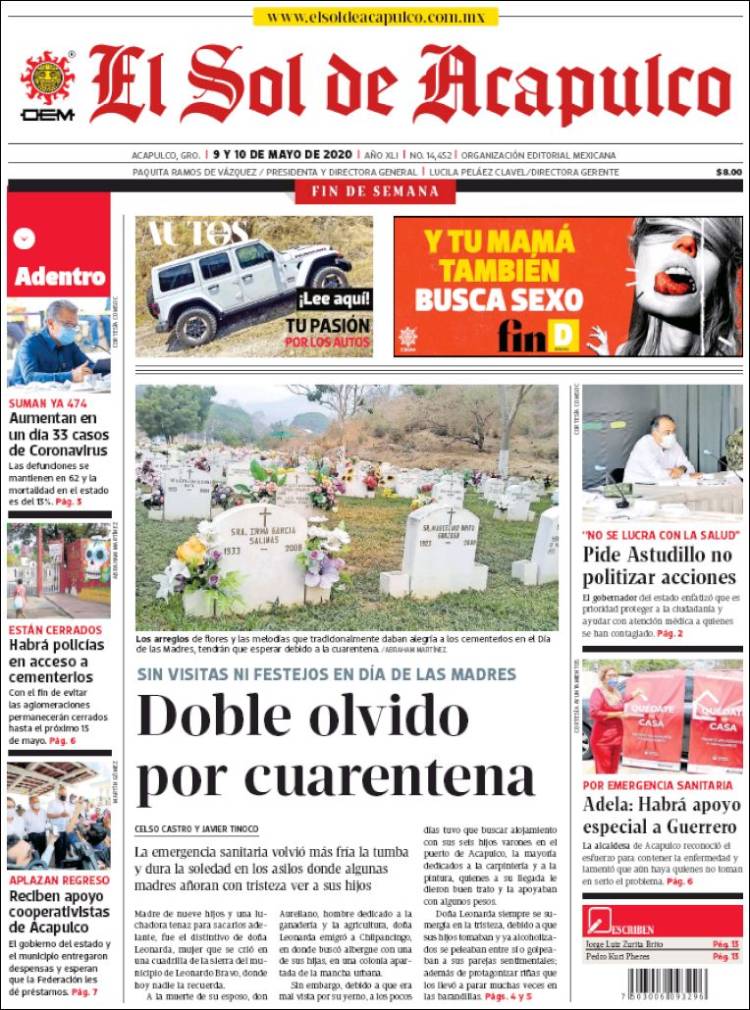 Portada de El Sol de Acapulco (M&eacute;xico)