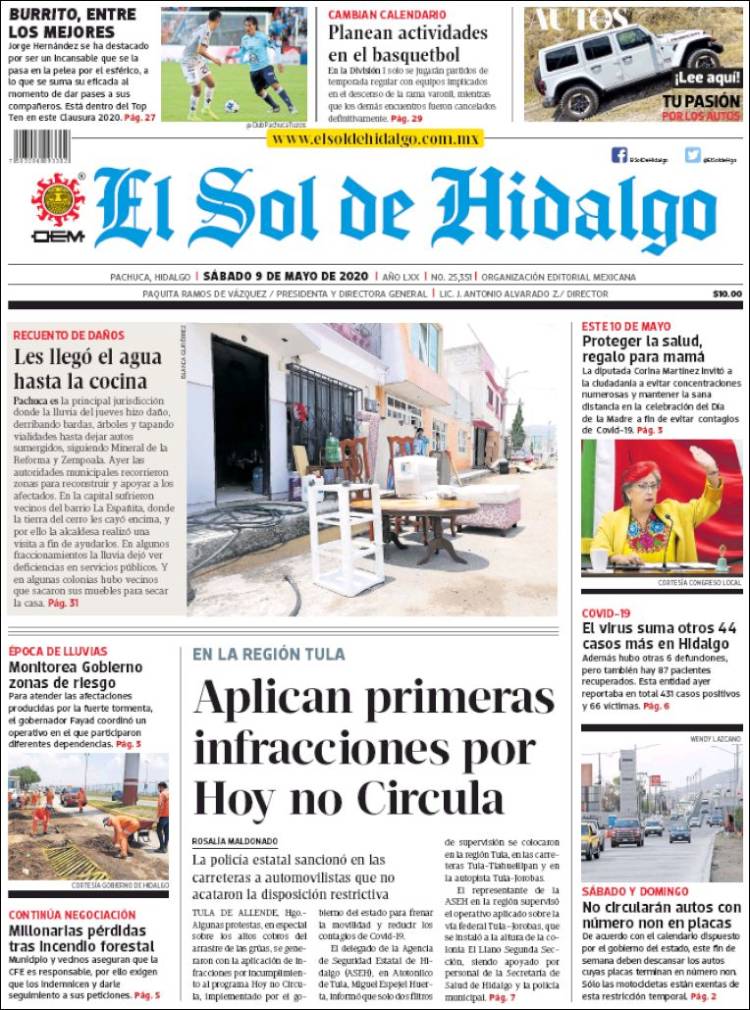Portada de El Sol de Hidalgo (M&eacute;xico)