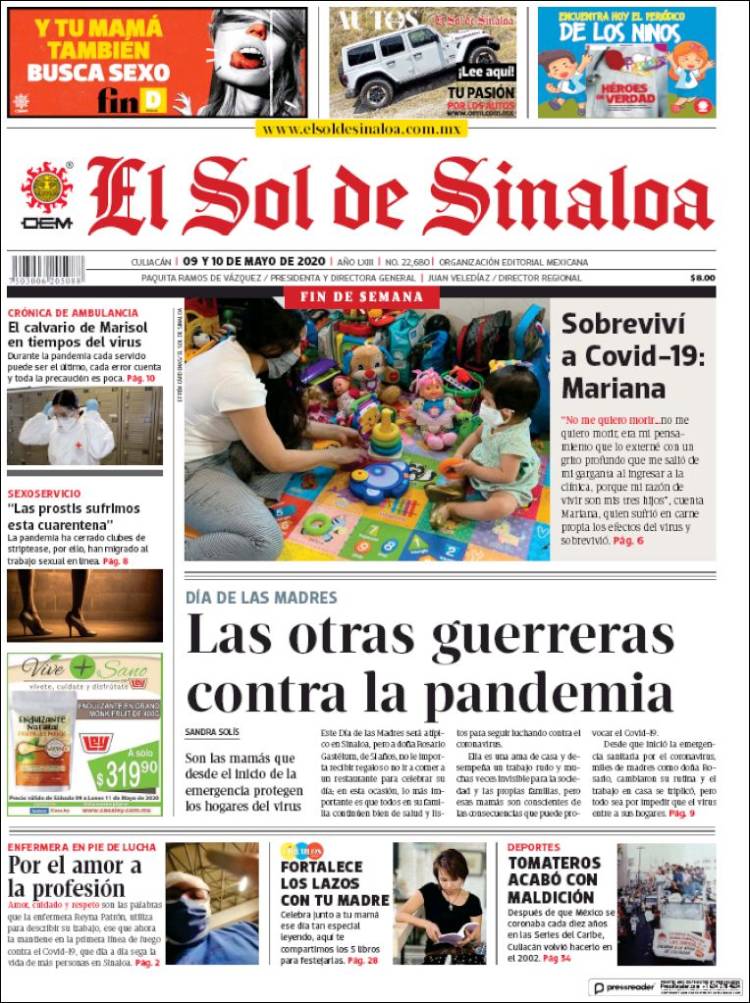 Portada de El Sol de Sinaloa (M&eacute;xico)