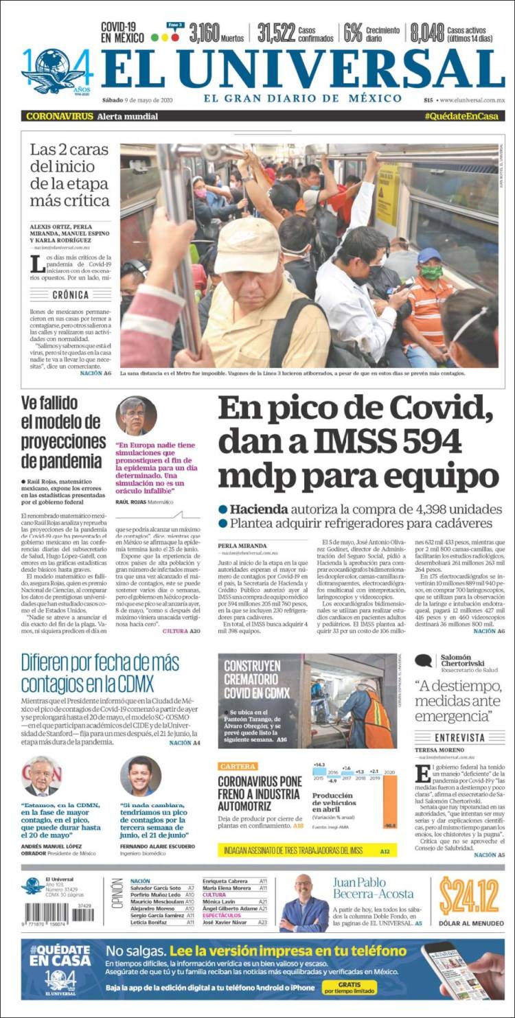 Portada de El Universal (M&eacute;xico)