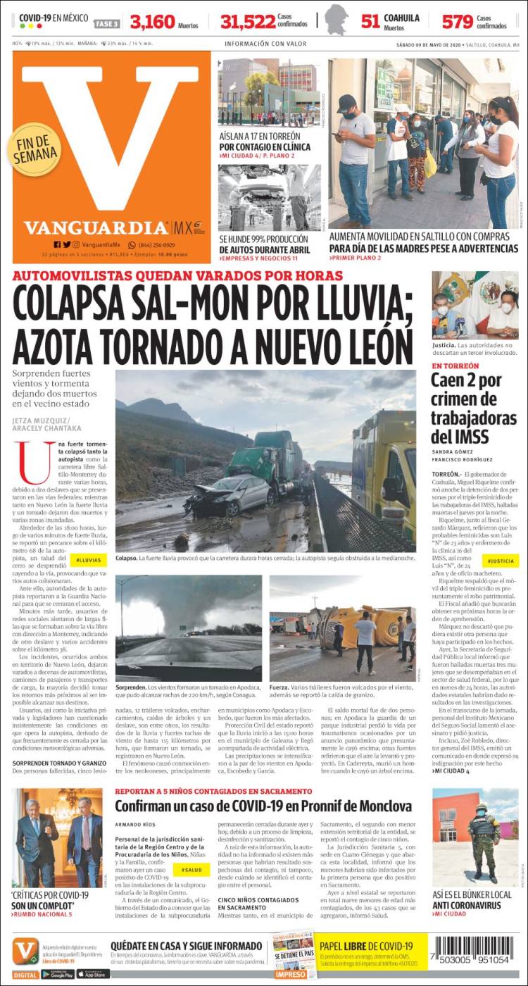 Portada de Vanguardia (M&eacute;xico)