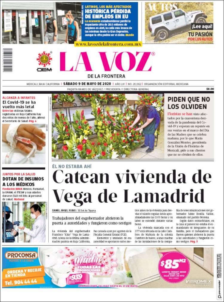 Portada de La Voz de la Frontera (M&eacute;xico)