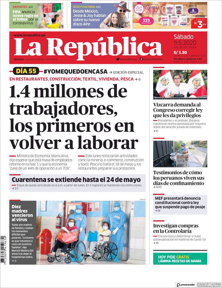 Portada de La Republica (Perú)