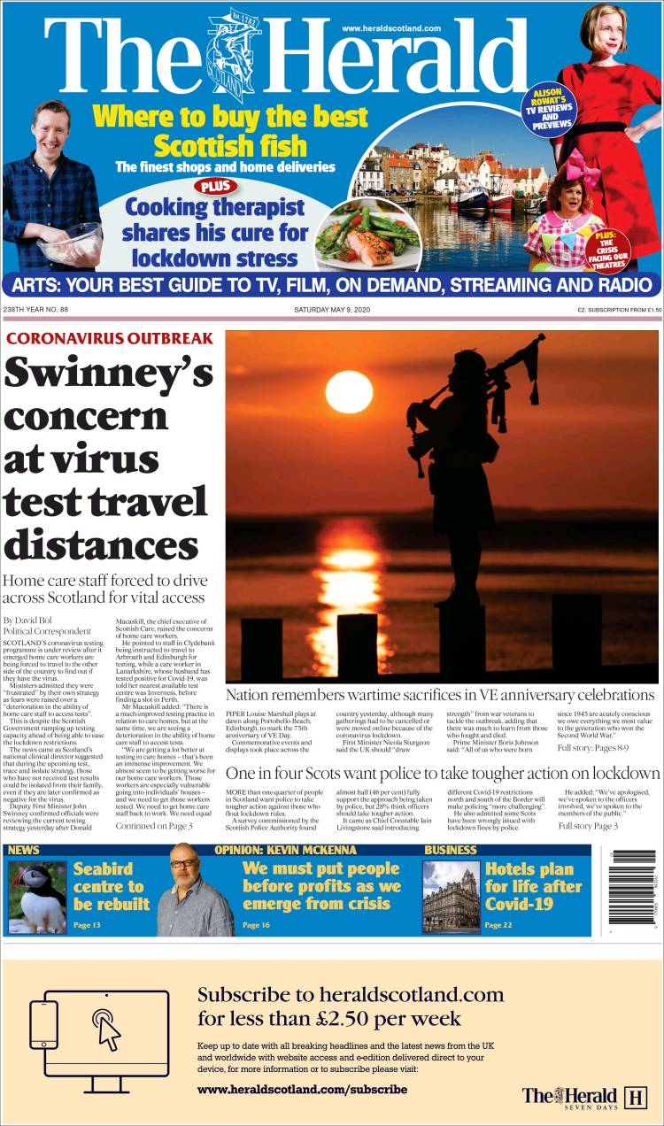 Portada de The Herald (Reino Unido)