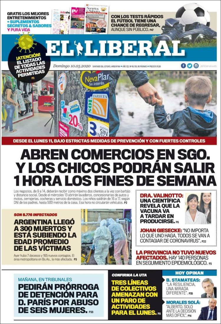 Portada de Diario El Liberal (Argentina)