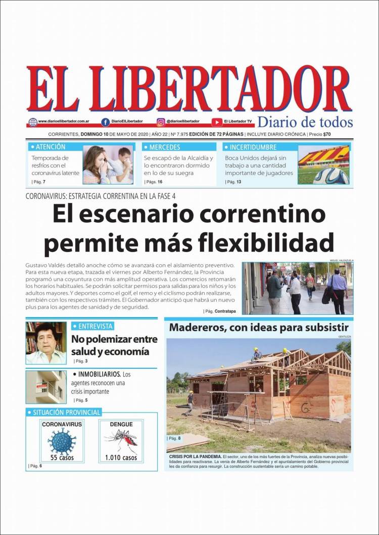 Portada de Diario El Libertador (Argentina)