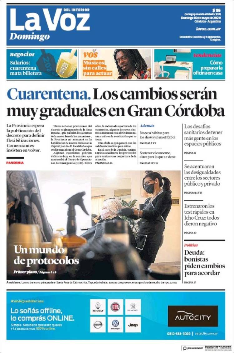 Portada de La Voz del Interior (Argentina)