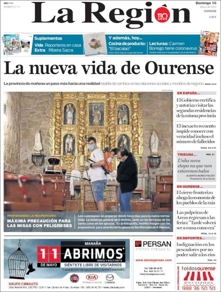 Portada de La Región de Ourense (Espa&ntilde;a)