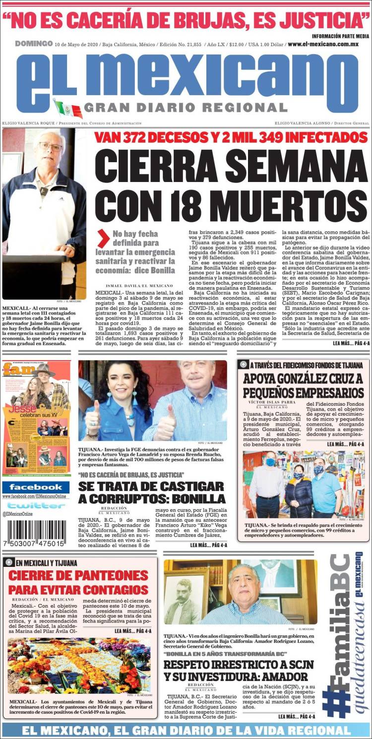 Portada de El Mexicano - El Gran Diario Regional (Mexico)