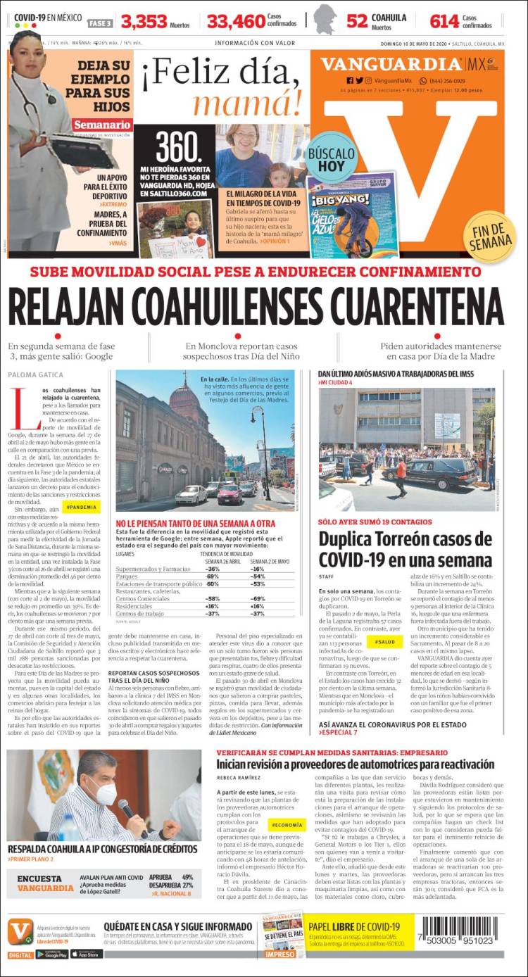 Portada de Vanguardia (México)