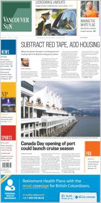 Portada de The Vancouver Sun (Canadá)