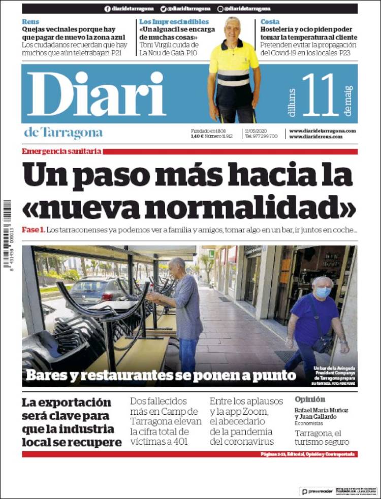 Portada de Diari de Tarragona (España)