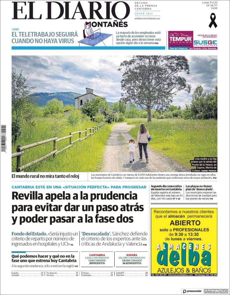 Portada de El Diario Montañés (España)