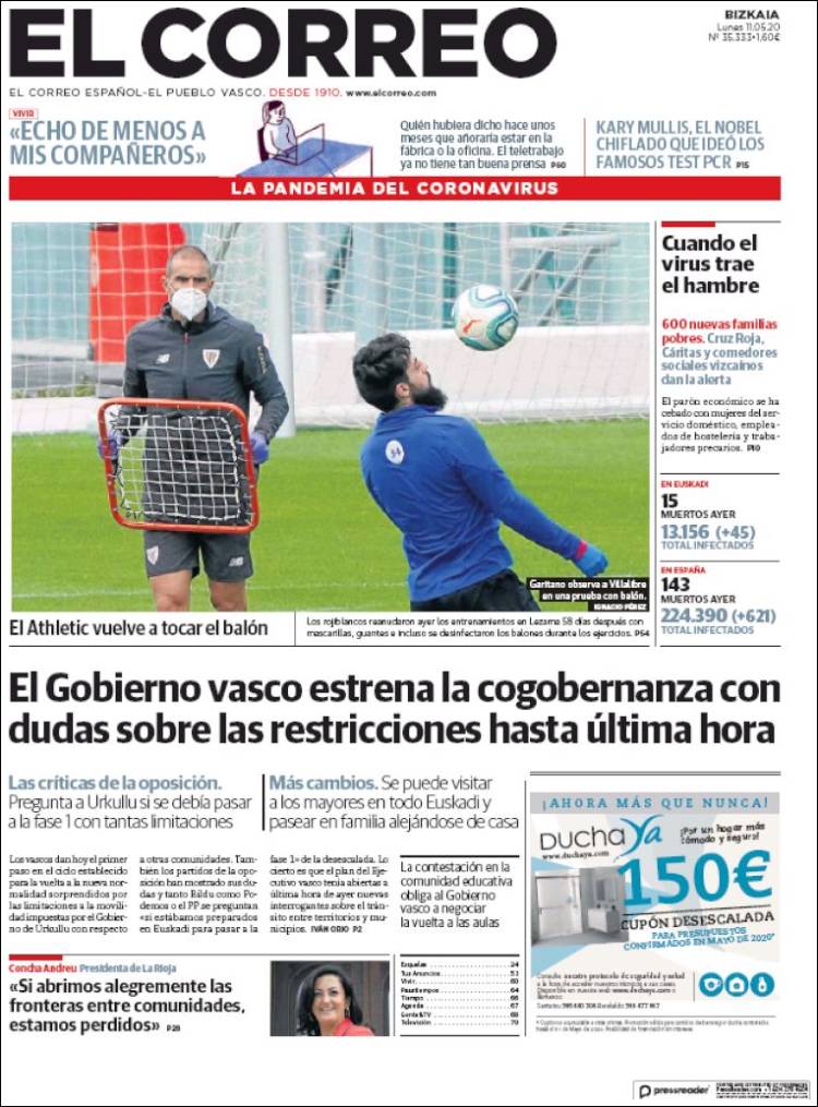 Portada de El Correo (España)