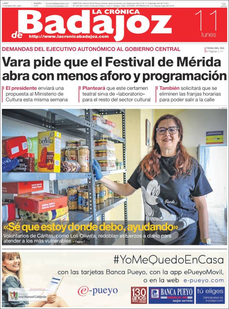 Portada de El Periódico de Extremadura (España)