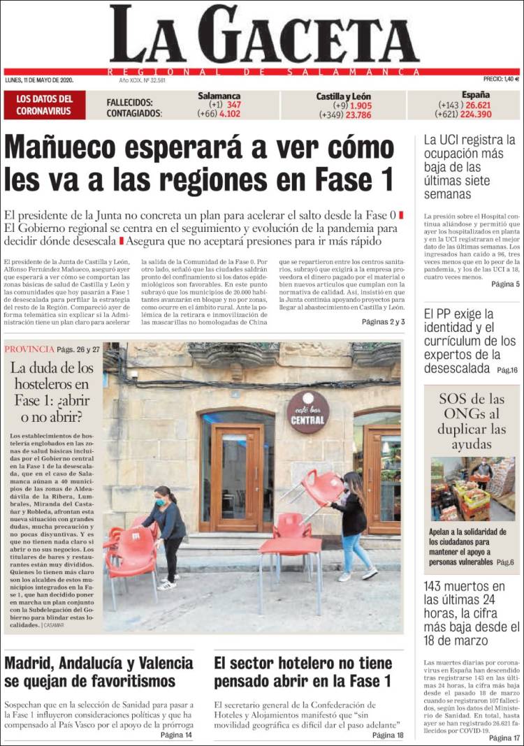 Portada de La Gaceta de Salamanca (España)