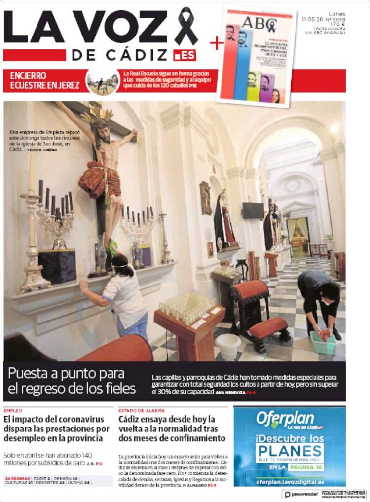 Portada de La Voz de Cádiz (España)