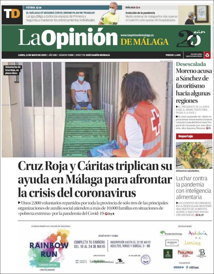 Portada de La Opinión de Málaga (España)