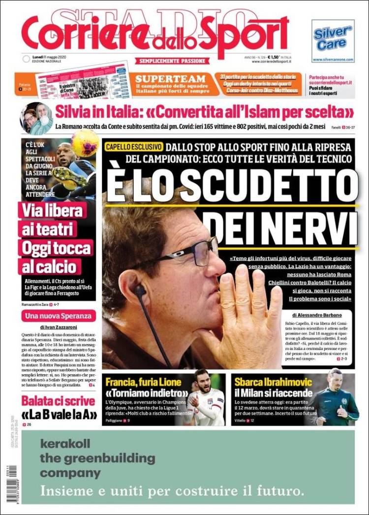 Portada de Corriere dello Sport (Italia)