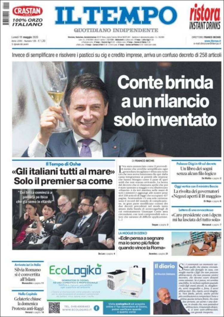 Portada de Il Tempo (Italia)