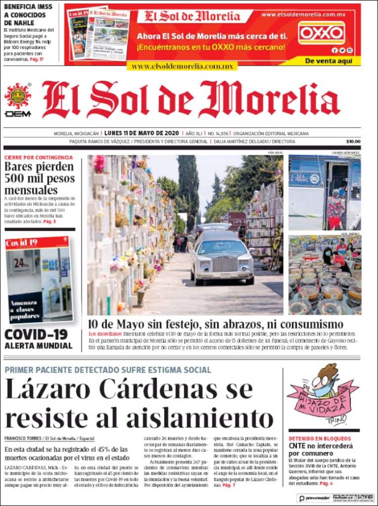 Portada de El Sol de Morelia (Mexico)