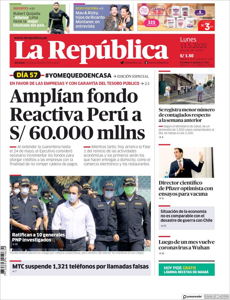 Portada de La Republica (Perú)