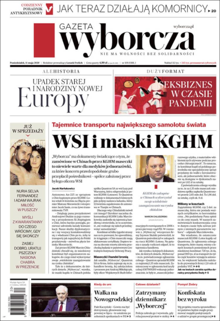 Portada de Gazeta Wyborcza (Polonia)