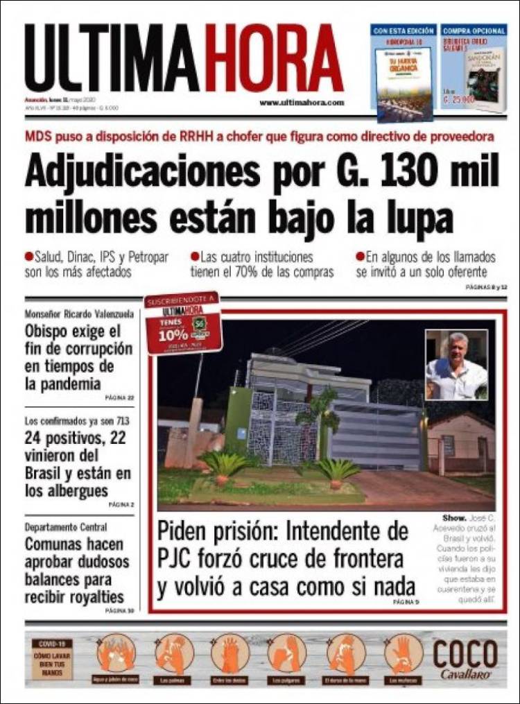 Portada de Última Hora (Paraguay)