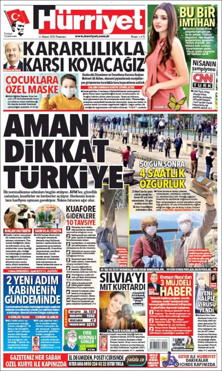 Portada de Hürriyet (Turqu&iacute;a)