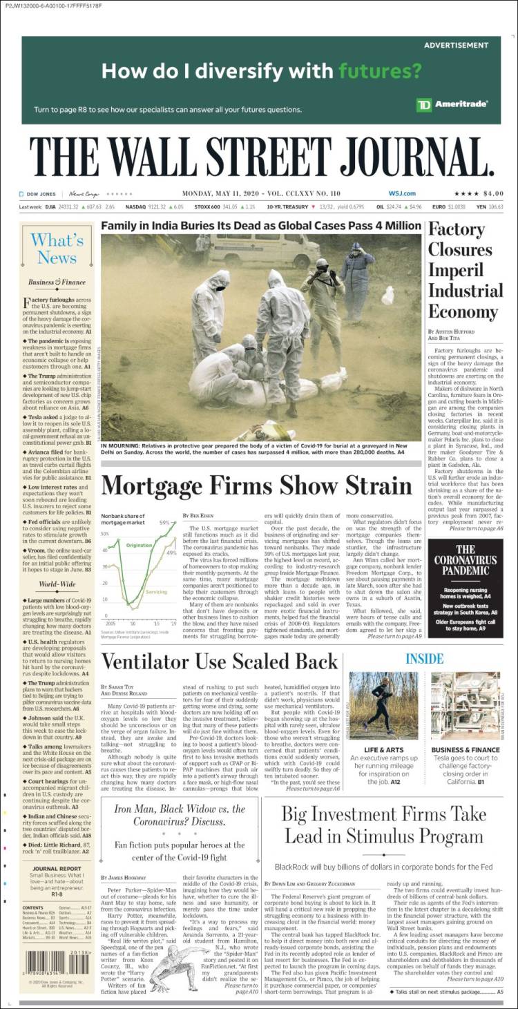 Portada de Wall Street Journal (USA)