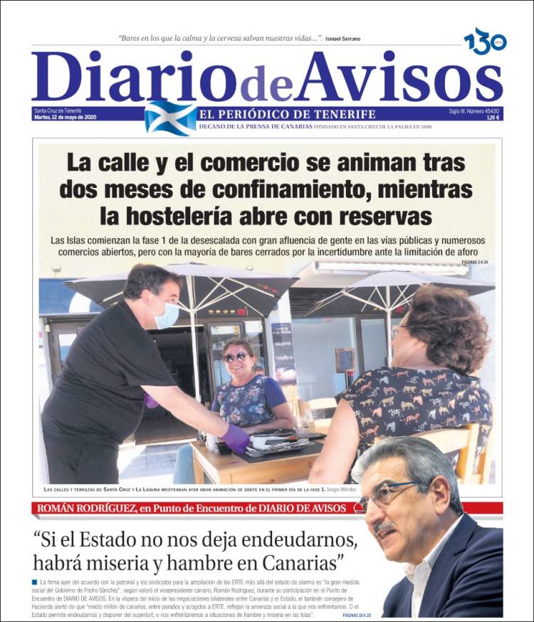 Portada de Diarios de Avisos (España)