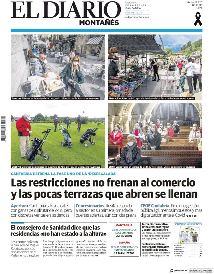 Portada de El Diario Montañés (España)