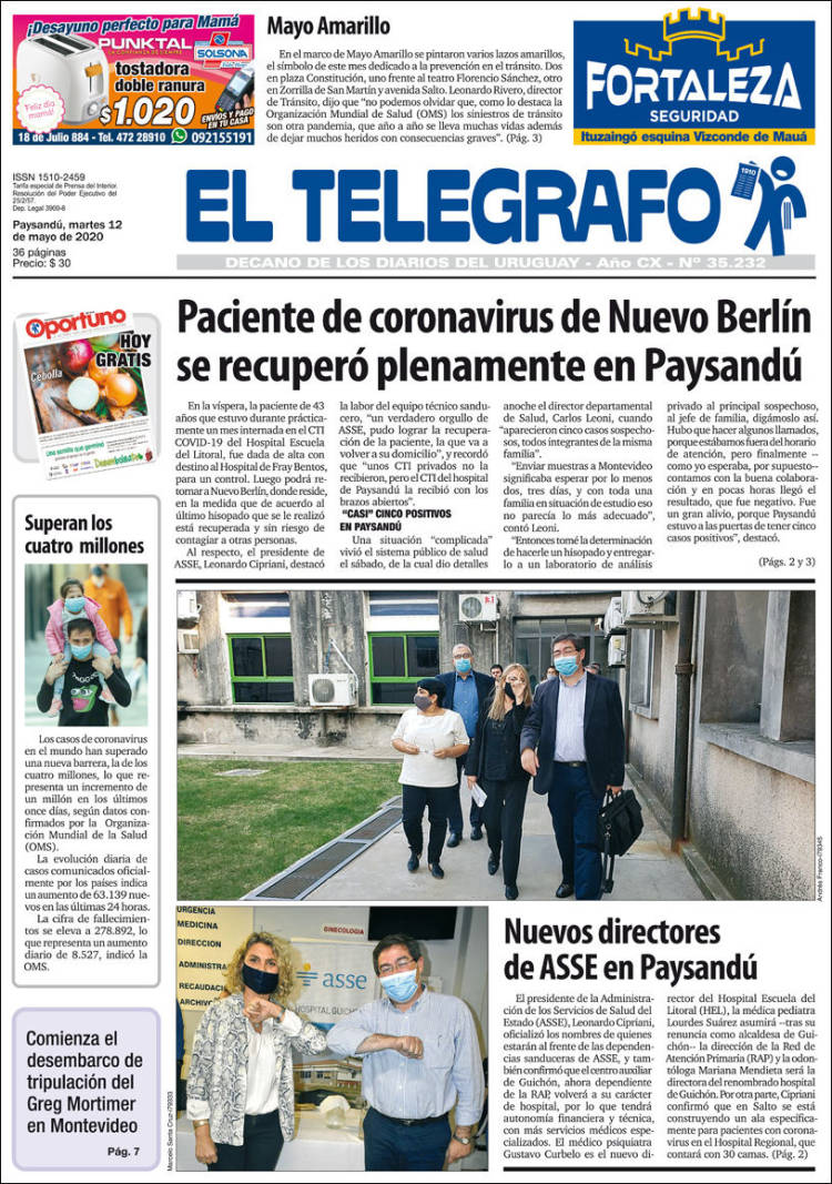 Portada de El Telégrafo (Uruguay)