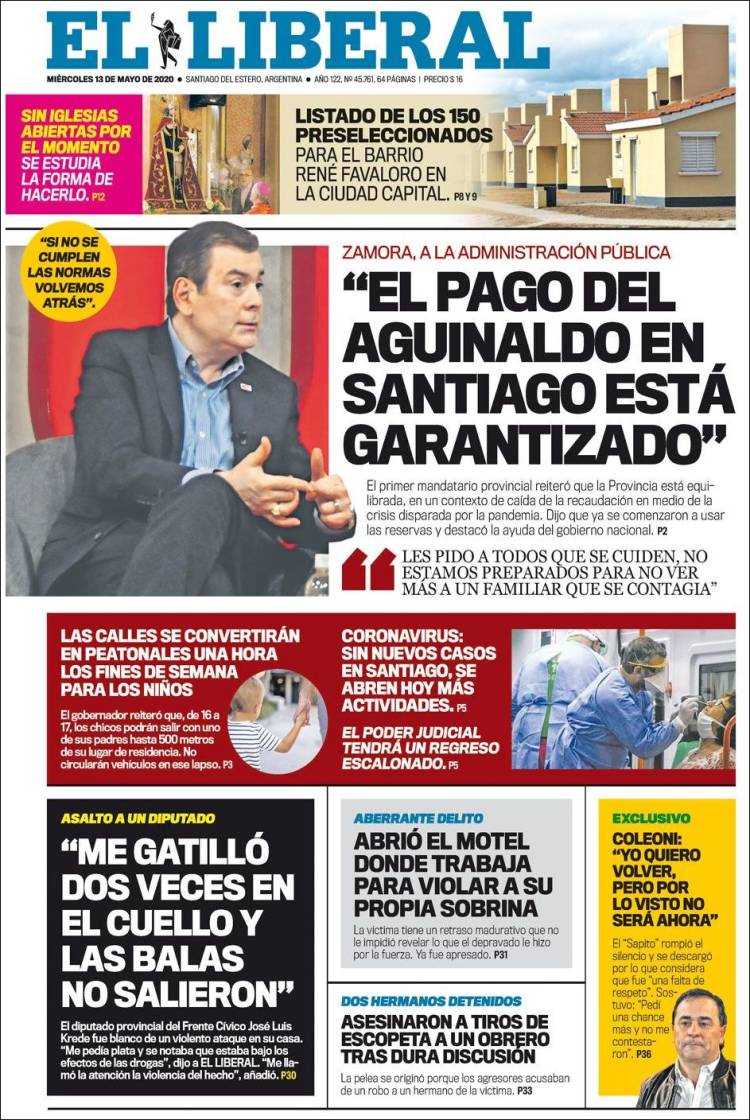Portada de Diario El Liberal (Argentina)