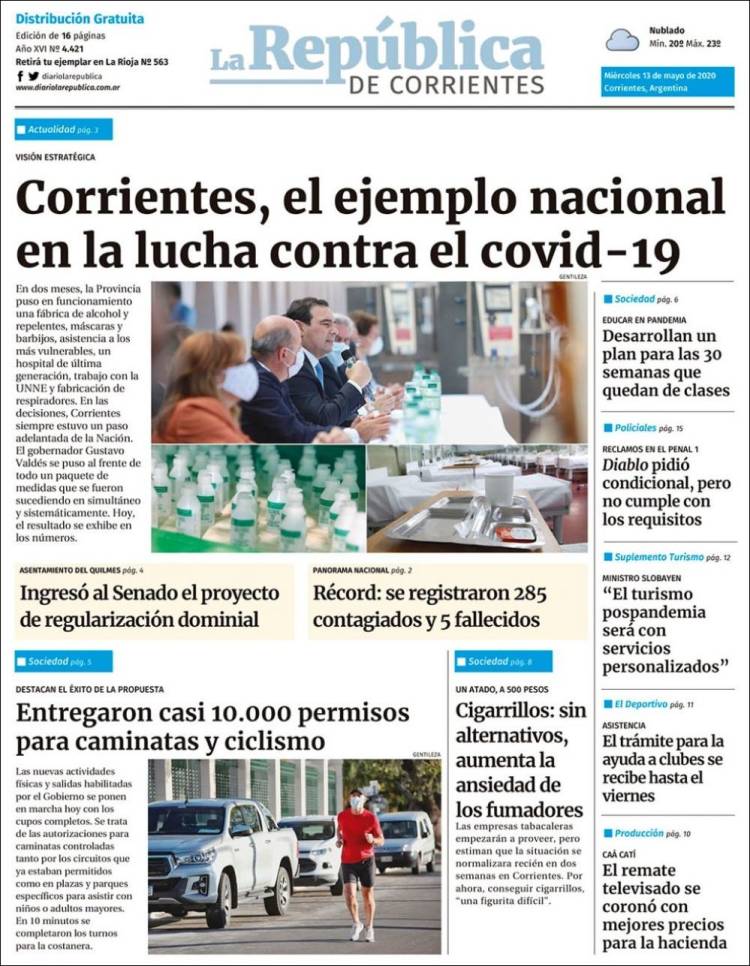 Portada de La República de Corrientes (Argentina)